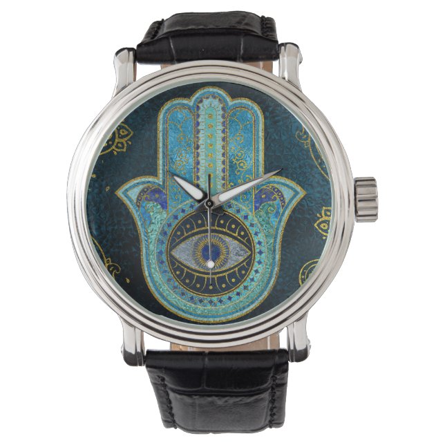 Decorative Hamsa Hand with paisley background Watch (Front)
