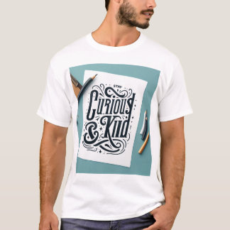 Decorative Hand-Drawn Phrase: "Stay Curious and Ki T-Shirt