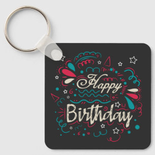 decorative happy birthday keychain