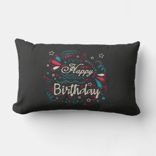 decorative happy birthday lumbar pillow