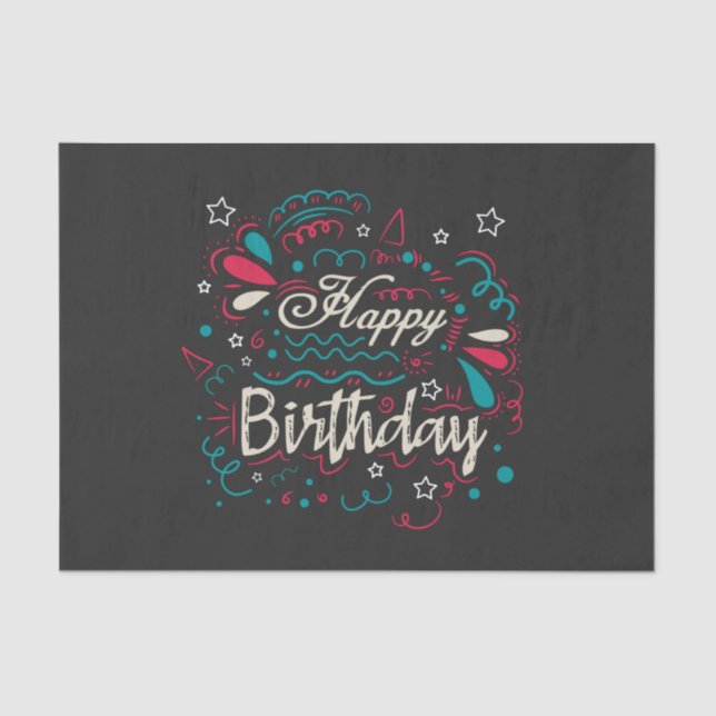 decorative happy birthday tissue paper (Front)