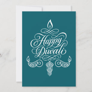 Decorative "Happy Diwali" Calligraphy Art Holiday Card