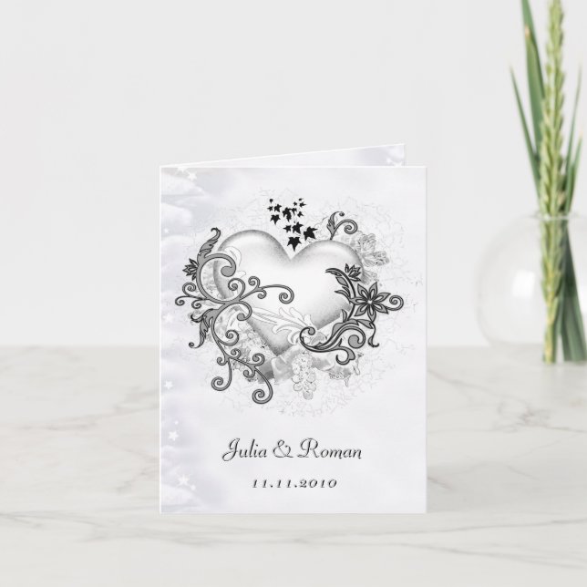 Decorative Heart (customizable) Wedding Holiday Card (Front)