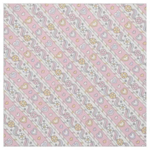 Decorative heart flower pink stripe girls fabric