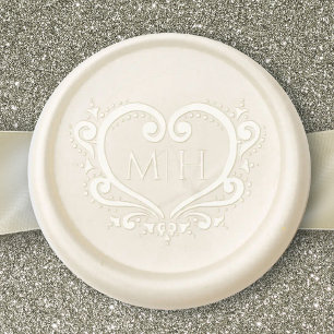 Decorative heart monogram custom initials wedding wax seal sticker