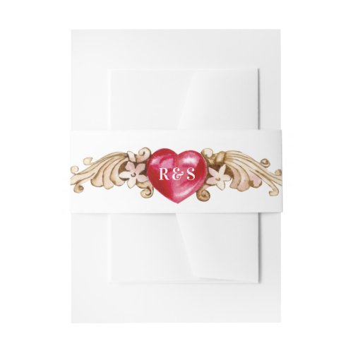 Decorative Heart    Monogram Invitation Belly Band