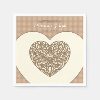 Decorative hearts ornamental wedding paper napkin