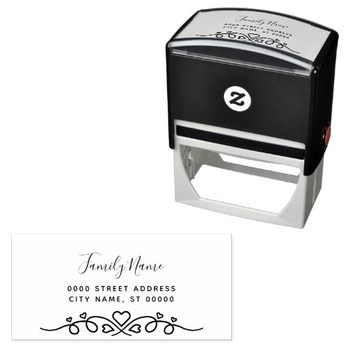 Decorative Hearts Return Address Self_inking Stamp