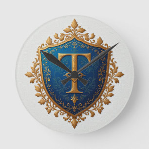 Decorative Heraldic Shield Round Clock