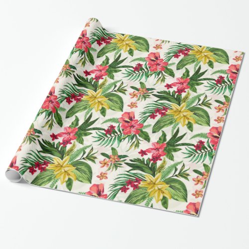 Decorative Hibiscus Floral Pattern Wrapping Paper