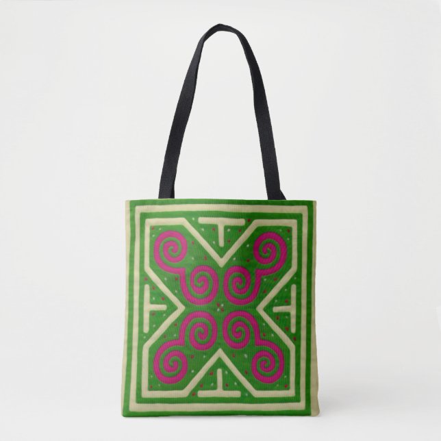 Decorative Hmong Embroidery Symbol Tote Bag (Front)