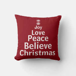 Decorative Holiday Christmas Word Tree Throw Pillow