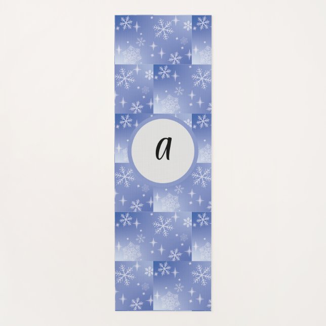 Decorative Holiday Snowflake Monogram Yoga Mat (Front)