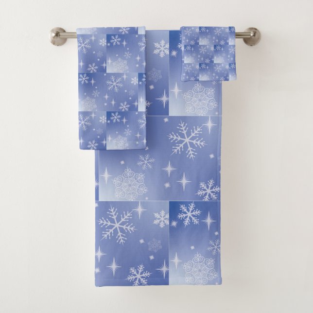 Decorative Holiday Snowflakes Bath Towel Set  (Insitu)