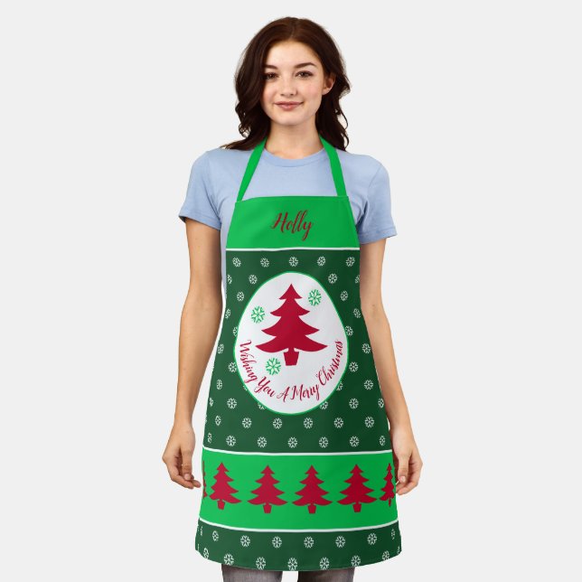 Decorative Holiday Themed All-Over Print Apron (Worn)