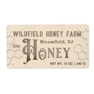 Decorative HONEY Farm Market Label Honeycomb Kraft