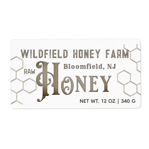 Decorative HONEY Farm Market Label Honeycomb White