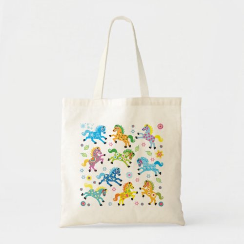 decorative horses tote bag