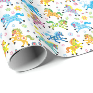 decorative horses wrapping paper