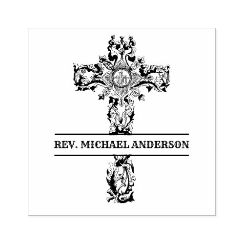 Decorative IHS Catholic Christian Cross Rubber Stamp