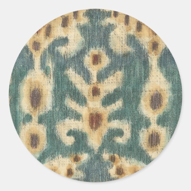 Decorative Ikat Fabric Design by Chariklia Zarris Classic Round Sticker (Front)