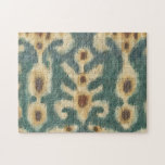 Decorative Ikat Fabric Design by Chariklia Zarris Jigsaw Puzzle<br><div class="desc">An abstract pattern made by Chariklia Zarris,  it features a design known as ikat. This particular form of weaving utilizes resist dyeing,  which keeps the dye from penetrating all of the fabric. This creates interesting patterns on a fabric that look amazing on your wall!</div>