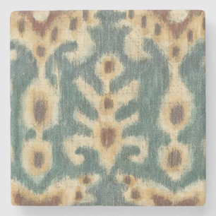 Decorative Ikat Fabric Design by Chariklia Zarris Stone Coaster