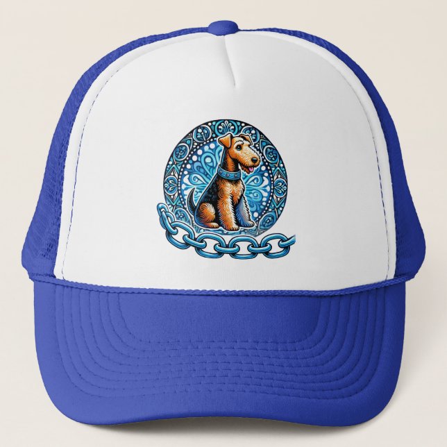 Decorative Illustration of a Terrier Dog Trucker Hat (Front)