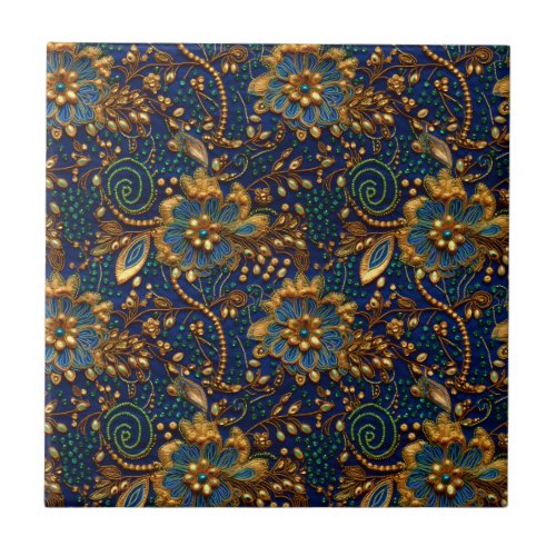 Decorative Indian Floral Textile Ceramic Tile