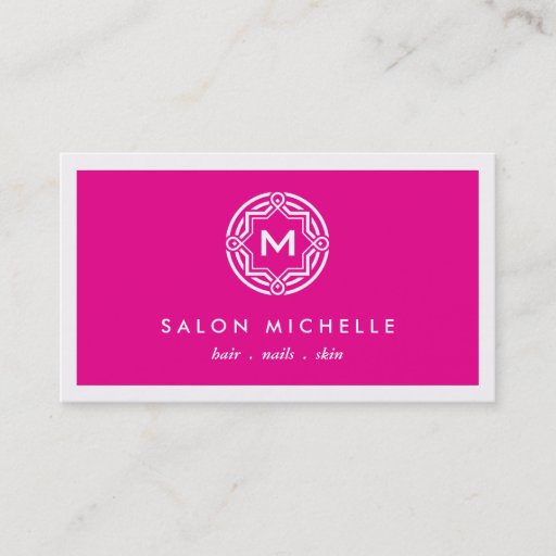 Customizable DECORATIVE INITIAL LOGO on MAGENTA Business Card Templates