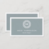 DECORATIVE INITIAL LOGO on SLATE GRAY Business Card (Front/Back)