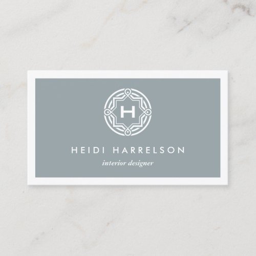 DECORATIVE INITIAL LOGO on SLATE GRAY Business Card