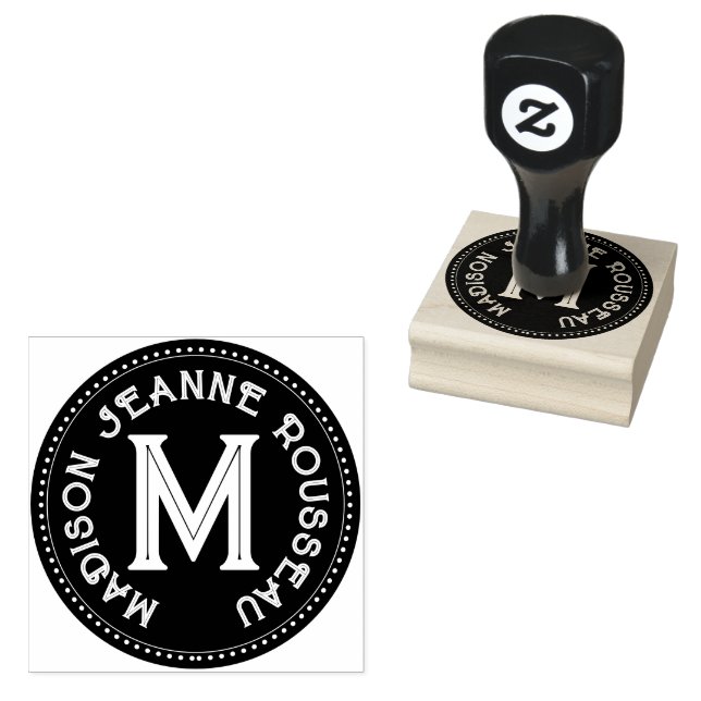 Decorative Initial Name Monogram Rubber Stamp (Stamped)