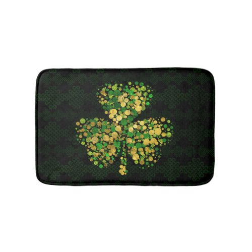 Decorative Irish Shamrock _Clover Gold and Green Bath Mat