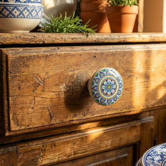 Decorative Italian Antico Deruta Elegance Ceramic Knob