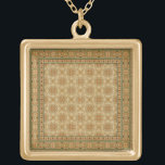 Decorative Italian Mosaic Tiles by Vision Studio Gold Plated Necklace<br><div class="desc">Vision Studio brings you this wonderful Italian mosaic print. Tranquil green is mixed with warm brown through decorative tiles to bring a calm to anyone who looks at this print. If you need a little serenity in your life or know someone who does then purchase this piece today!</div>