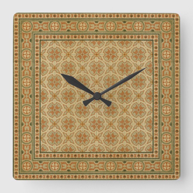Decorative Italian Mosaic Tiles by Vision Studio Square Wall Clock (Front)