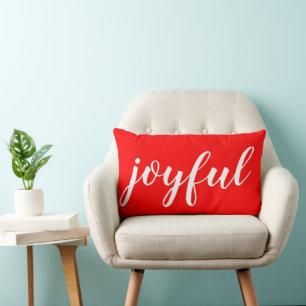 Decorative Joyful Holiday modern script Christmas Lumbar Pillow