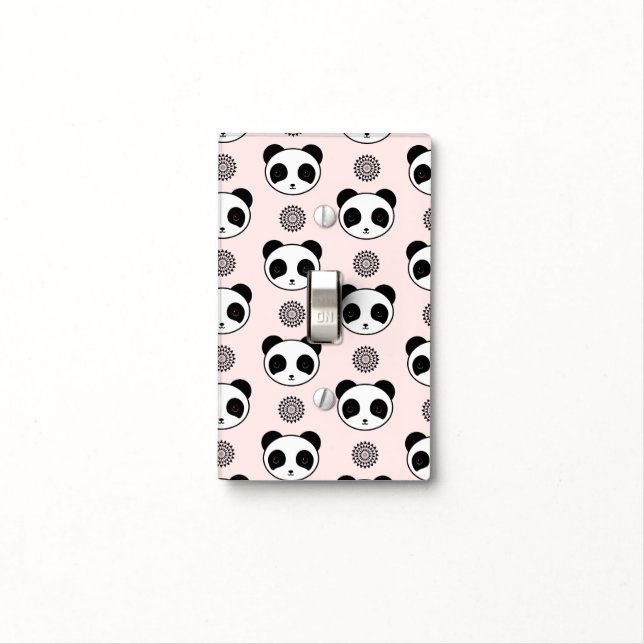 Decorative Kawaii Panda Mandala Pattern Light Switch Cover (In Situ)
