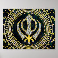 Decorative Khanda symbol with gemstones & gold