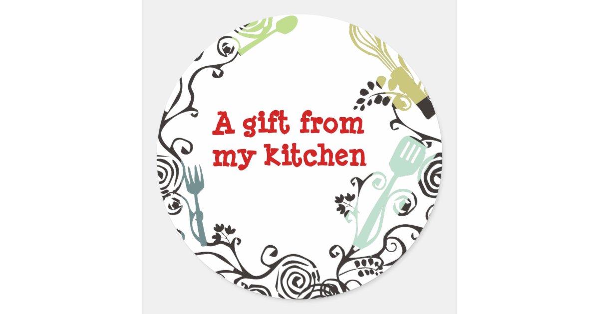 decorative kitchen utensils gift tag stickers Zazzle