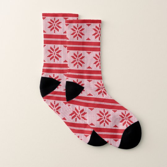 Decorative knitted christmas pattern socks