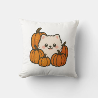 Decorative Kussen — Schattige Pompoen Pomeranian Throw Pillow