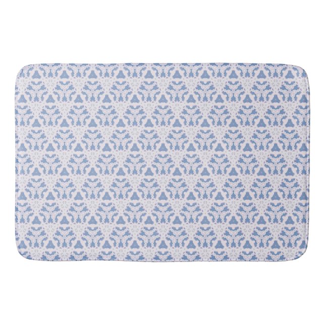 Decorative Lace Triangles Blue White Bath Mat (Front)