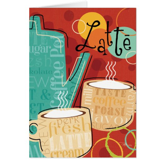 Decorative Latte Pot and Cups Cards (Front)