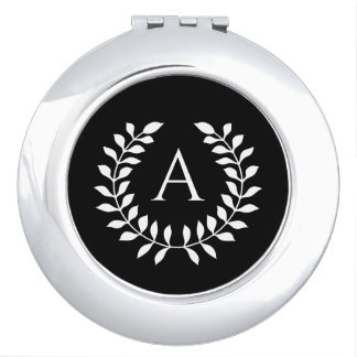 Decorative Laurel Wreath With Custom Monogram Compact Mirror