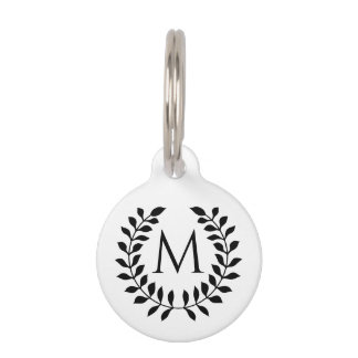 Decorative Laurel Wreath With Custom Monogram Pet ID Tag