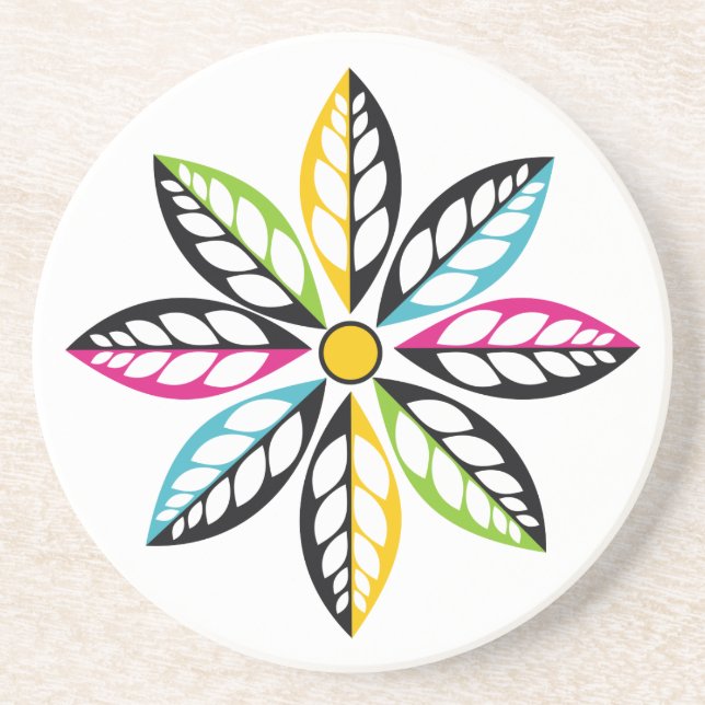 Decorative Leaves-Flower modern, abstract Drink Coaster (Front)