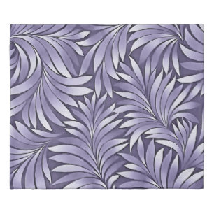 Decorative Leaves in Amethyst and White Duvet Cover