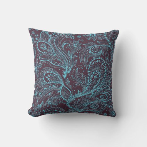 Decorative Leaves Seamless Pattern Background Throw Pillow